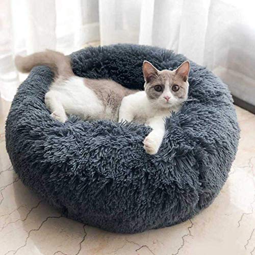 Vivi Bear Cama Gato Cama Perro Extra Suave Cómodo Lindo,Cojín de Gato Lavable de la Cama,Lecho Ovalado de Cueva de anidación Adecuado para Gatos y Perros pequeños y medianos