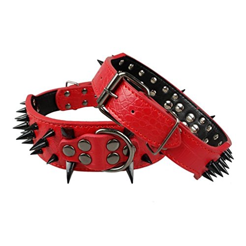 Vivi Bear - Impresionante collar de piel sintética, estilo punk, con pinchos de 5 cm de ancho, para perro de tamaño mediano o grande