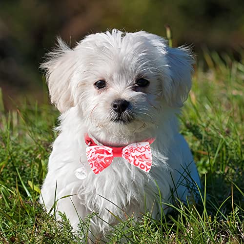 VORCOOL Collar de Perro con Cuello de Perro de Dibujos de Tarjetas de San Valentín del Día de San Valentín con Cuello de Perro de La Corbata de Lazo para Los Perros Pequeños para