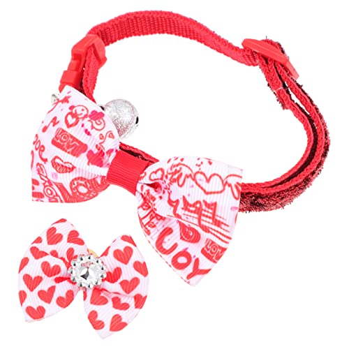 VORCOOL Collar de Perro con Cuello de Perro de Dibujos de Tarjetas de San Valentín del Día de San Valentín con Cuello de Perro de La Corbata de Lazo para Los Perros Pequeños para