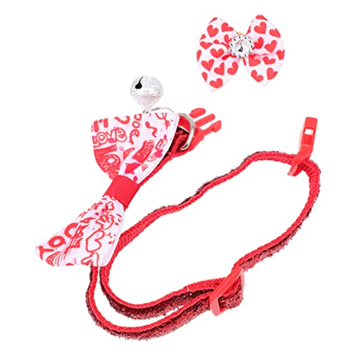 VORCOOL Collar de Perro con Cuello de Perro de Dibujos de Tarjetas de San Valentín del Día de San Valentín con Cuello de Perro de La Corbata de Lazo para Los Perros Pequeños para