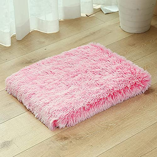 Waigg Kii Colchón de espuma viscoelástica para perro, cama ortopédica grande para perros, cojín de piel sintética suave y esponjoso para perros pequeños, medianos y grandes, L, color rosa