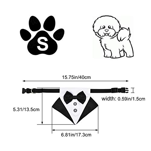 WANDIC Bandana de Esmoquin para Perro, 1 Pieza Ajustable Formal para Boda, Bandana para Perro, Traje de Boda, Bandana con Anillo en D para Perros pequeños y medianos