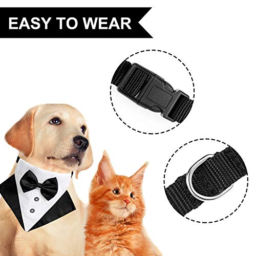 WANDIC Bandana de Esmoquin para Perro, 1 Pieza Ajustable Formal para Boda, Bandana para Perro, Traje de Boda, Bandana con Anillo en D para Perros pequeños y medianos