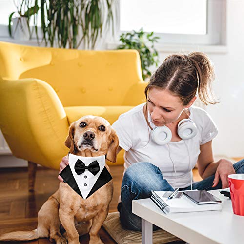 WANDIC Bandana de Esmoquin para Perro, 1 Pieza Ajustable Formal para Boda, Bandana para Perro, Traje de Boda, Bandana con Anillo en D para Perros pequeños y medianos