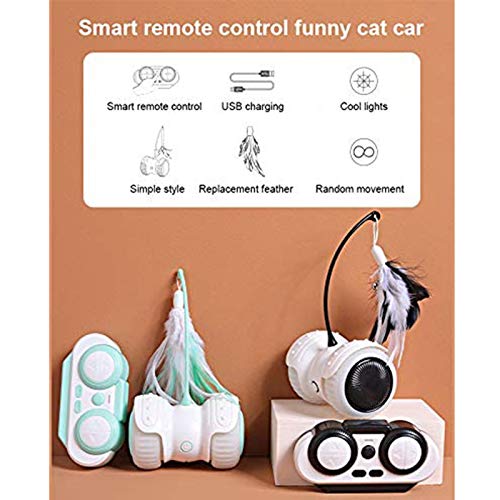 Wanguo Juguete De Gato Interactivo, Gato Toy Toy Remote Control Balance Car, Juguete De Gato Divertido Eléctrico con LED Y Plumas, Control Remoto Automático Equilibrio Inteligente CABA DE Cable