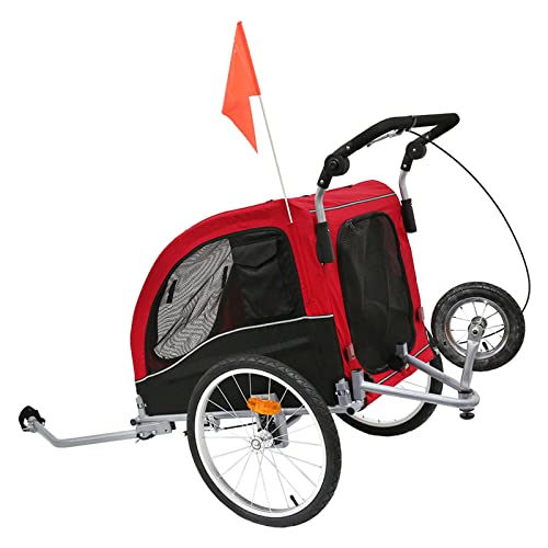 WARLA Remolque para Perros, Remolque de Bicicleta para Perros, Remolque Bici Perro, 126 * 83 * 108 cm, 2 en 1, Tela Oxford + tubería de Acero, con Amortiguador, Freno, Plegable