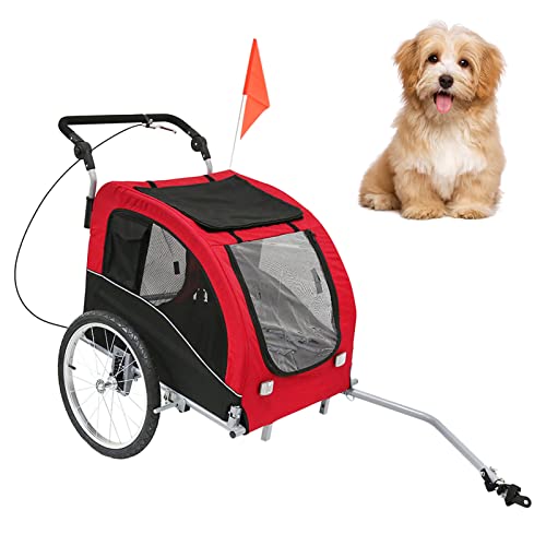 WARLA Remolque para Perros, Remolque de Bicicleta para Perros, Remolque Bici Perro, 126 * 83 * 108 cm, 2 en 1, Tela Oxford + tubería de Acero, con Amortiguador, Freno, Plegable