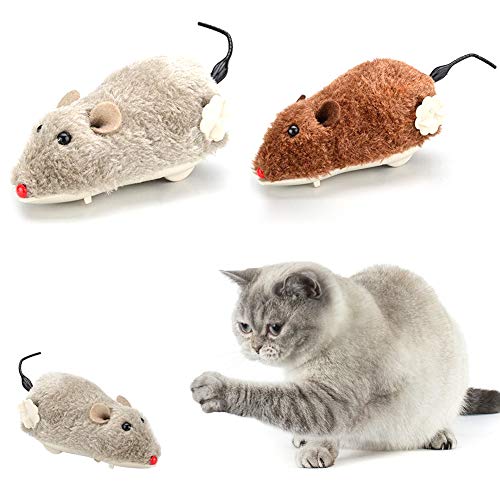 Washranp Gatos Perro Jugando, Mascota Perro Gato Peluche Divertido Juguete Ratón Animal Mecanismo Cuerda para Correr Jugar Regalo para Gato O Perro Pequeño Color Aleatorio