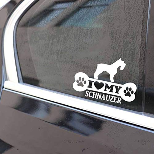 WBXZY Etiqueta engomada del Coche 14.6X10.4CM Schnauzer Hueso Etiqueta engomada del Coche Miniatura Perro Vinilo calcomanía patrón Divertido Negro calcomanía del Coche