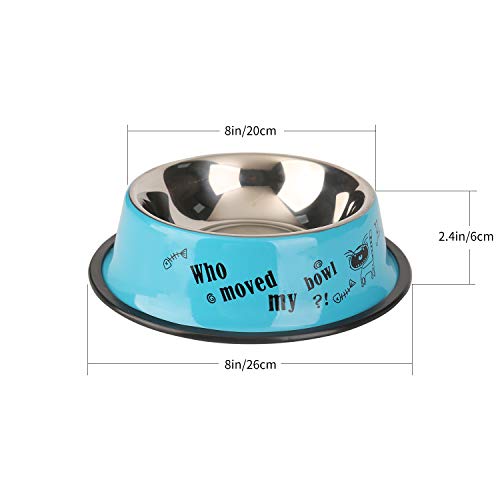 WBYJ 2 Pcs Cuenco para Perros de Acero Inoxidable, Antideslizante Tazón Para Perros, Cuenco para Mascotas De Acero Inoxidable con Base De Goma Antideslizante, para Perros y Gatos - 20 * 26 cm, Azul