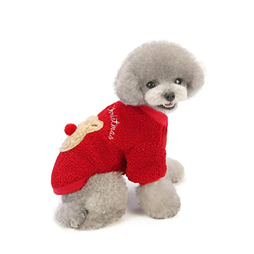 Webuyii Perro Navidad Jersey Reno Pet Traje Ropa De Lana Cachorro Gato Suéter Invierno Chaqueta Rojo M