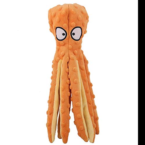 WEIGENG Juguete de peluche suave de pulpo de 8 patas para ladridos de perro, tamaño mediano grande (color: naranja)