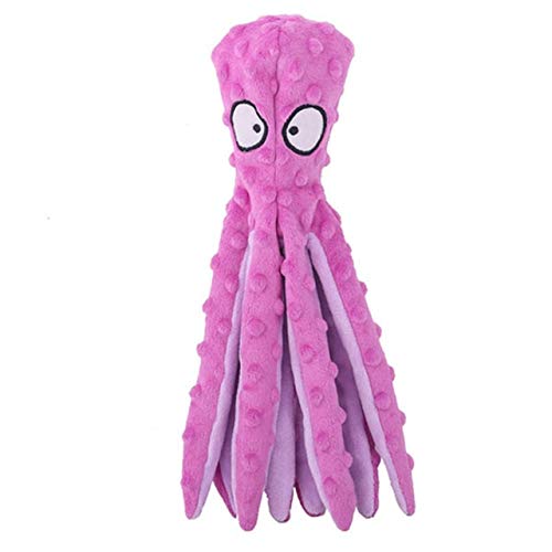 WEIGENG Juguete de peluche suave de pulpo de 8 patas para ladridos de perro, tamaño mediano grande (color: rosa)