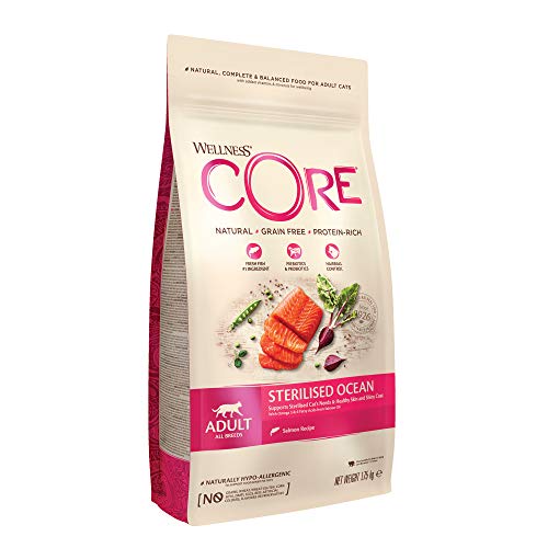 Wellness CORE - Salmón esterilizado para Comida de Gato sin Grano seco, 1,75 kg