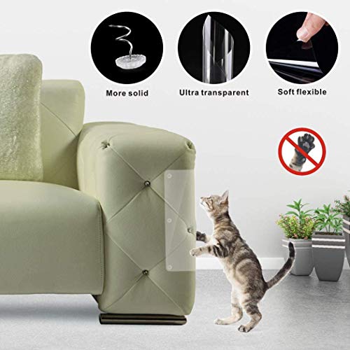 WELLXUNK 4 Piezas Gato Protector de arañazos para Muebles con 20 Tornillos,Protector de sofá para Mascotas Evitar Que los Gatos rasguñen los Muebles Evite el rasguño del cojín del sofá