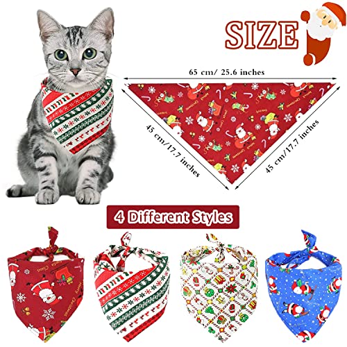 WELLXUNK® Bandanas de Perro, 4 pcs Pañuelo de Mascotas, Bandana para Perros, Pañuelo Bufanda de Mascota Navidad Baberos Lavables de Perros para Perros y Gatos Estilo Papá Noel y Reno (M2)