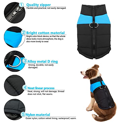 WELLXUNK Chaqueta Cálida para Mascotas,Chaqueta para Perros,Ropa Perro Pequeño,Abrigo para Perro Impermeable,Chaleco para Mascotas con Arnés con Anillo en D Invierno Ropa Abrigos Chaquetas (XL)