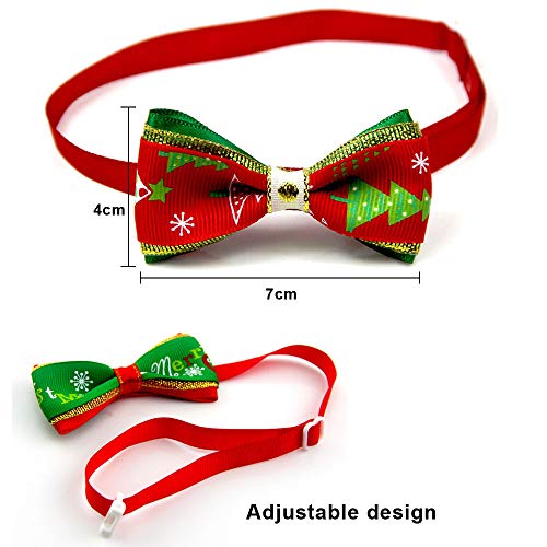 WELLXUNK® Collar de Navidad Perro, Pajarita de Mascotas de Navidad, Collar de Navidad para Mascotas, Pajarita Navideña, Collares Ajustable con Lacitos Navideños para Cachorro y Gatit (B)