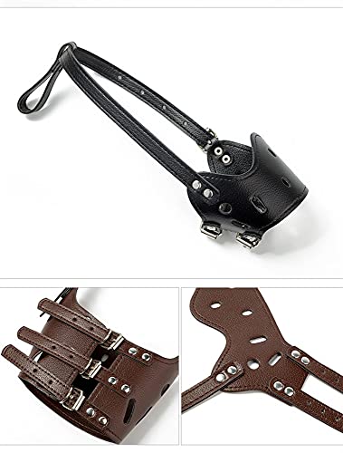 WEMUR Correas de Perro estándar Cuello de bozal de Perro para pequeñas Correas de Nylon de Boca Ajustable de la Boca pequeña y Anti-Comidas Accesorios (Color : Brown, Size : M)