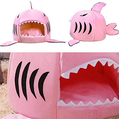 Whiie891203 Mascota Perro Gatos Suave Cama Dormir Casa Pad Forma Tiburón Cojín Caliente Nidos Casero Caña Dormir Caribe Caribe Suave Cachorro Sofá Rosa S