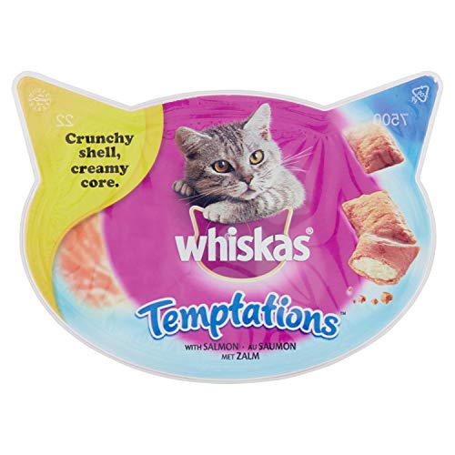 Whiskas Premios Temptations para educar a tu gato, sabor salmón (60g)