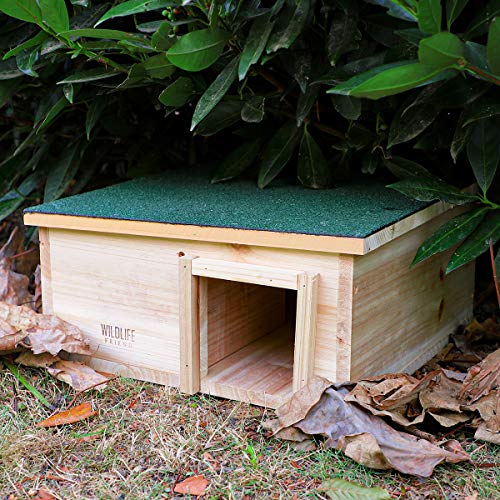 WILDLIFE FRIEND | Caseta para erizos con suelo de madera y fieltro para el techo, para invierno, para el jardín