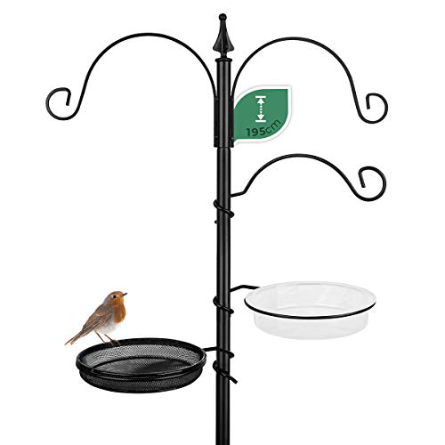 WILDLIFE FRIEND I Comedero de metal resistente a la intemperie, altura de 195 cm, juego completo, incluye bebedero para pájaros y plato de comida para gusanos de la harina