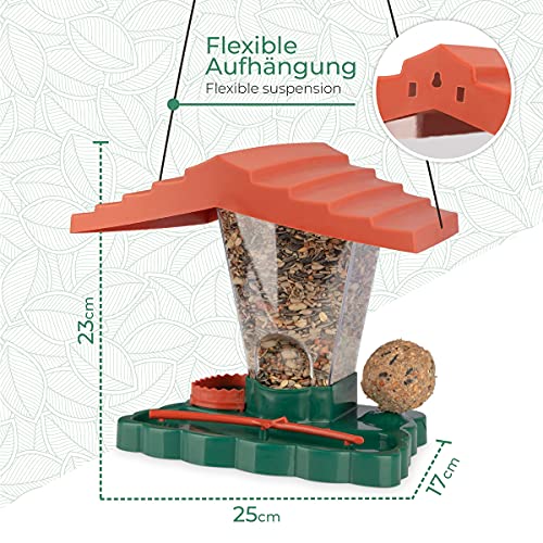 WILDLIFE FRIEND I Pajarera Piepmatz – Oasis para pájaros con Libro de Aprendizaje [Libro electrónico], Soporte para Bolas de pájaro y Bebedero para Aves Silvestres