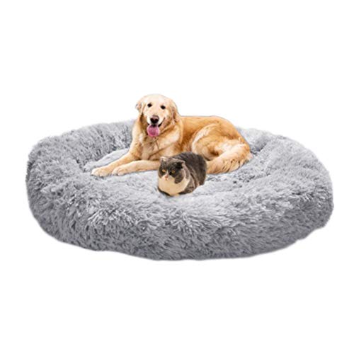 Wiliharui - Cama para perros, tamaño extra grande, lavable, redonda, con forma redonda, cálida, esponjosa, relajante, cama de pelo para perros grandes