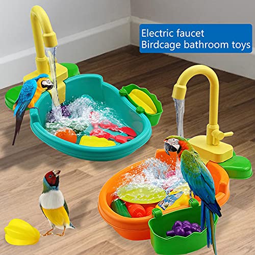 WMLBK Bañera automática para pájaros, loros, comedero para pájaros, piscina, ducha, mascotas, canarios, bañera (naranja)