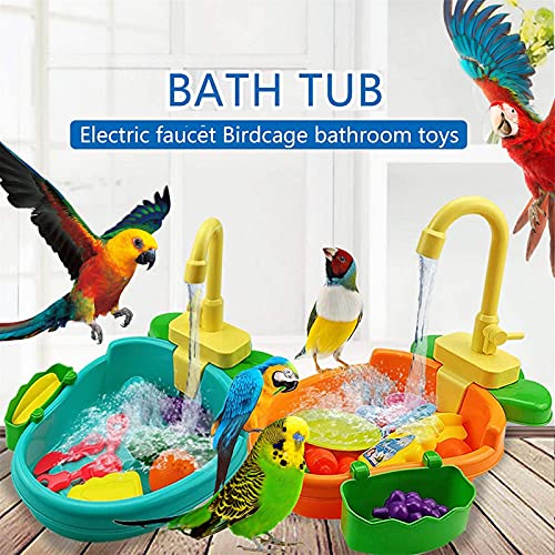 WMLBK Bañera automática para pájaros, loros, comedero para pájaros, piscina, ducha, mascotas, canarios, bañera (naranja)