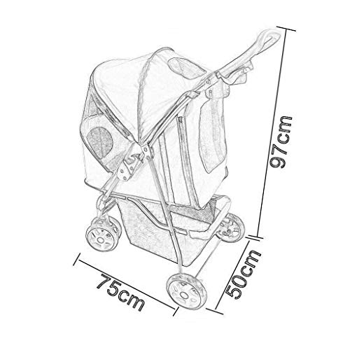 WMS Pet Travel Stroller Dog Cat Silla Paseo Un Solo Botón Sport Car Jogger Buggy Asa Ajustable Adapta Niños Adultos para Empujar (Color : A)