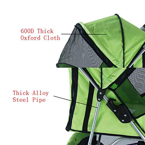 WMS Pet Travel Stroller Dog Cat Silla Paseo Un Solo Botón Sport Car Jogger Buggy Asa Ajustable Adapta Niños Adultos para Empujar (Color : A)