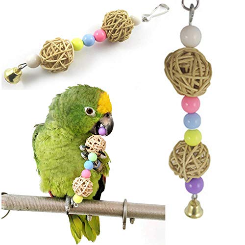 WonderfulDay Juguete para pájaros Mascota Loro Loofah Esponja Tornillo Cuerda Escalera Periquito Mordisco Mordida Colgante Jaula Columpio Escalada Masticar Pie Entrenamiento Juguetes, Color Aleatorio