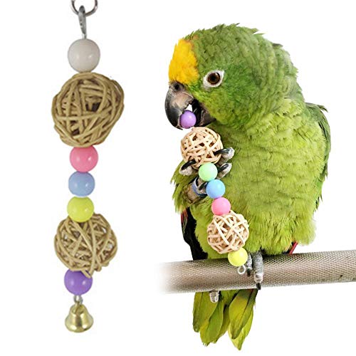 WonderfulDay Juguete para pájaros Mascota Loro Loofah Esponja Tornillo Cuerda Escalera Periquito Mordisco Mordida Colgante Jaula Columpio Escalada Masticar Pie Entrenamiento Juguetes, Color Aleatorio