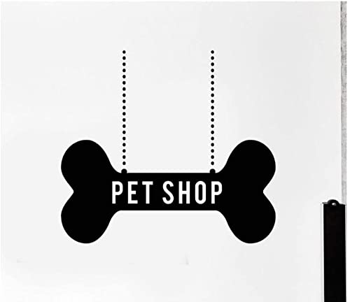 Worthy Pets Shop - Calcomanías de pared para mascotas, diseño de huesos de perro, pegatinas de pared, para tienda de animales, 56 x 62 cm, color negro