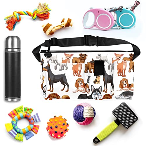 Wowakou Bolsa de entrenamiento para perros, lindo perro Husky, Chihuahua Shar Pei, cachorro para mascotas, juguetes, Kibble, riñonera para cachorros, caminar, correr