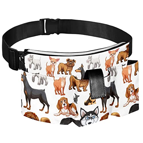 Wowakou Bolsa de entrenamiento para perros, lindo perro Husky, Chihuahua Shar Pei, cachorro para mascotas, juguetes, Kibble, riñonera para cachorros, caminar, correr