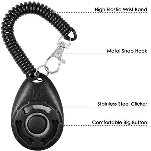 WPCASE Clicker para Adiestramiento Perro Cliker Entrenamiento Perro con Muñequeras Herramienta De Adiestramiento De Perros Ayuda para La Obediencia Diseño Científico Profesional 3pcs-Black