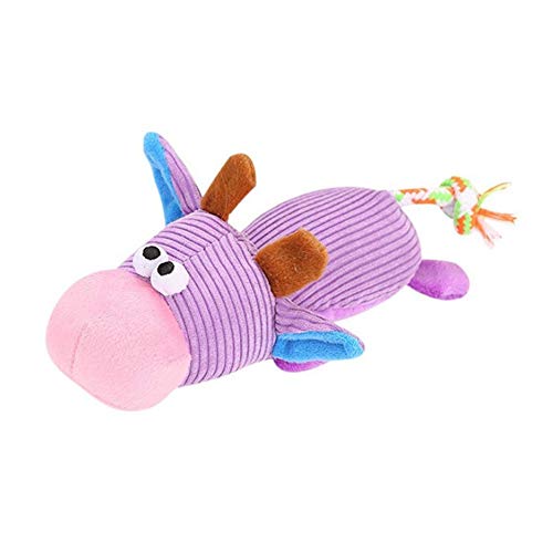 WPCASE Peluche Perro Pequeño Juguetes para Perros Mono Elefante Vaca Pato Chillón De Peluche De Juguete para Perros, Juguete Masticable De Perro Sin Relleno para Perros Cattle