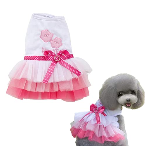 WPCASE Ropa Perros Vestido Lindo Perro Vestido De Princesa para Perros Verano para Mascotas Ropa Hermosa Mascotas Bowknot Elegante Sin Mangas del Perrito De La Falda Pink,M