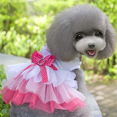 WPCASE Ropa Perros Vestido Lindo Perro Vestido De Princesa para Perros Verano para Mascotas Ropa Hermosa Mascotas Bowknot Elegante Sin Mangas del Perrito De La Falda Pink,L