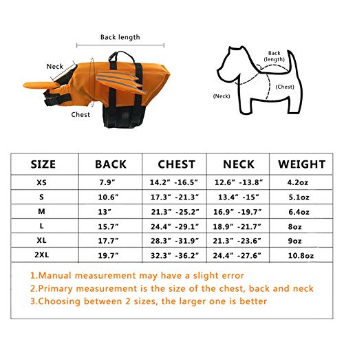 WPCASE Salvavidas Perro Flotador Perro PequeñO Chalecos Salvavidas De Los Perros Chaleco Flotante del Perro,Chaleco Salvavidas Exterior del Perro Orange,2XL