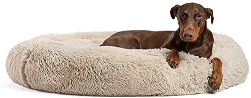 WSJYP Cama para Perros, Peluche Shag Fuax Fur Donut para Gatos Pequeños, Medianos, Grandes y Extra Grandes,S