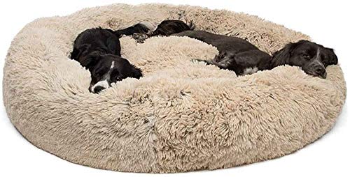 WSJYP Cama para Perros, Peluche Shag Fuax Fur Donut para Gatos Pequeños, Medianos, Grandes y Extra Grandes,S