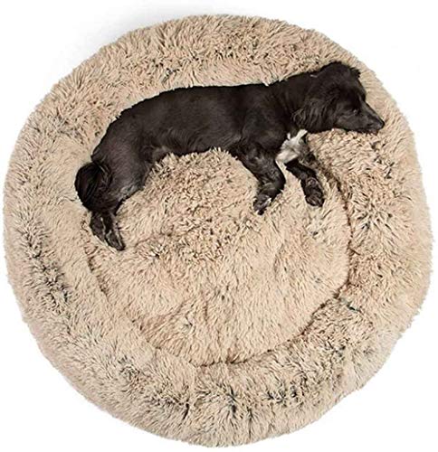 WSJYP Cama para Perros, Peluche Shag Fuax Fur Donut para Gatos Pequeños, Medianos, Grandes y Extra Grandes,S