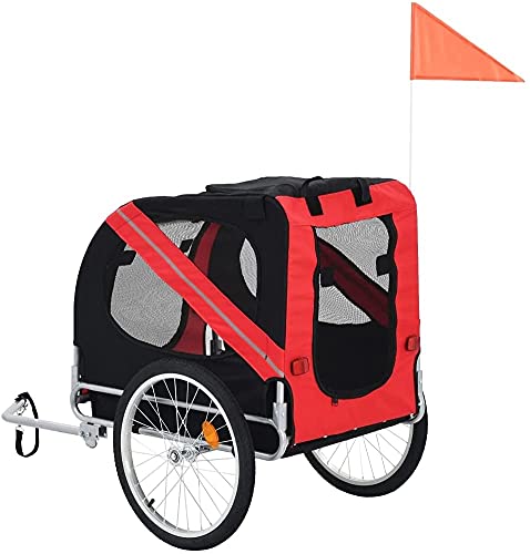 WSVULLD Dog Bike Trailer Rojo y Negro Animales y Suministros for Mascotas Suministros for Mascotas Sujipas for Mascotas y Cochecitos