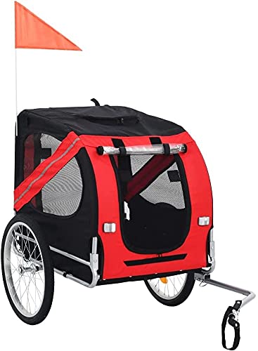 WSVULLD Dog Bike Trailer Rojo y Negro Animales y Suministros for Mascotas Suministros for Mascotas Sujipas for Mascotas y Cochecitos