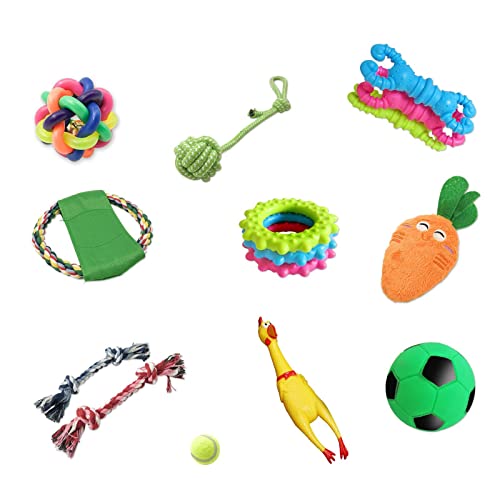 WSZMD Juego De 10 Piezas De Juguete De Perro Anti-bocado Puppy Golden Retriever Teddy Puppy Juguete Molar Bola Limpieza Dientes Suministros para Mascotas,B